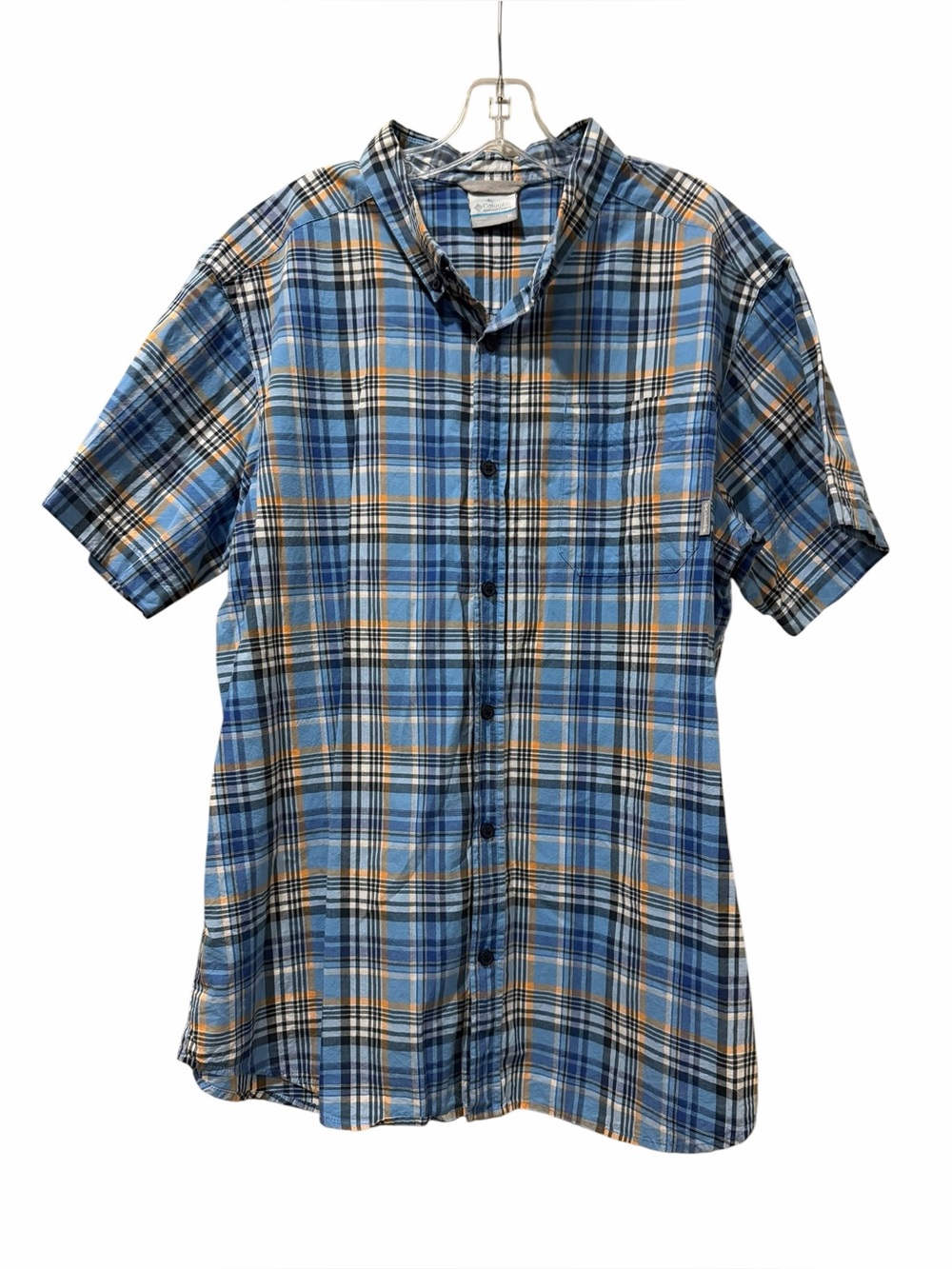 Columbia Mens XL Plaid Short Sleeve Button Down Shirt B3
